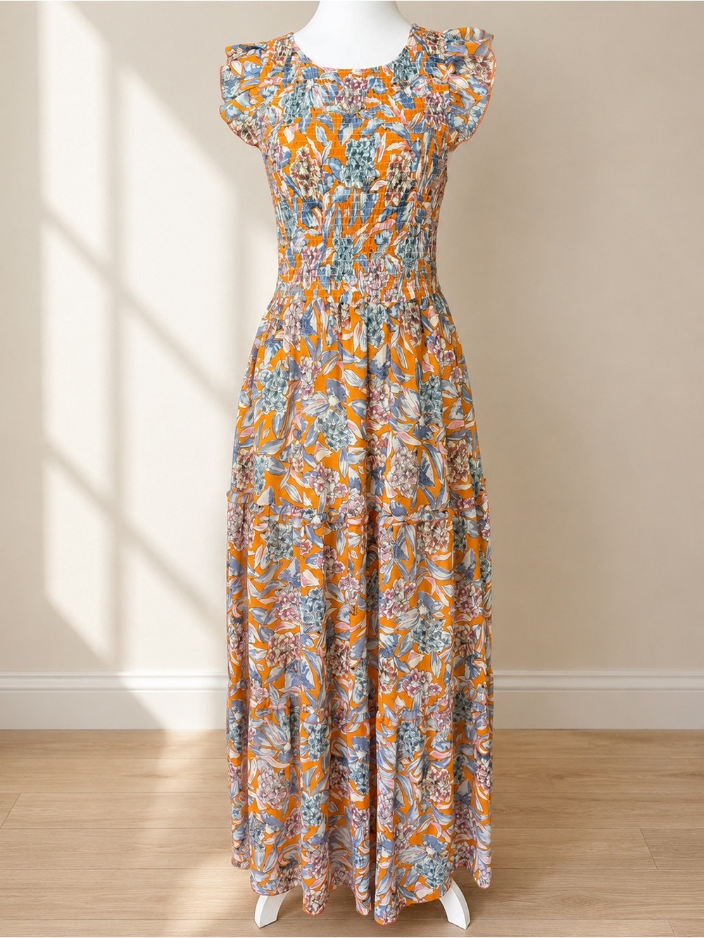 Melloday Floral Smocked Maxi Dress